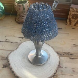 Elegant Blue Beaded Candle Holder